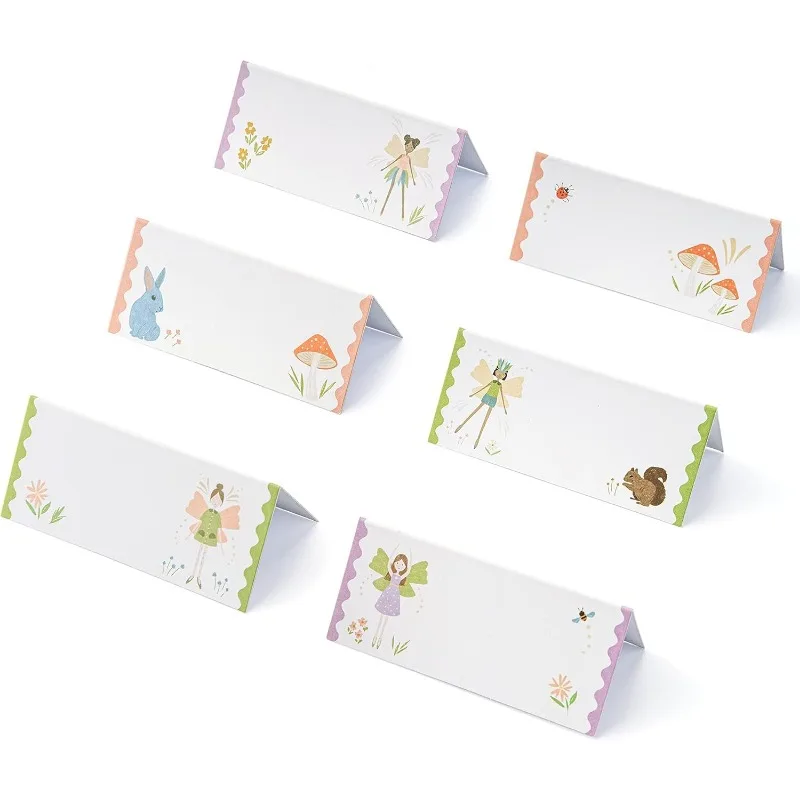 36Pcs Woodland Fairy Place Card Fairy Theme Party DIY Decor Table Place Cards for Birthday Tea Party Fairy Name Tags Accessories