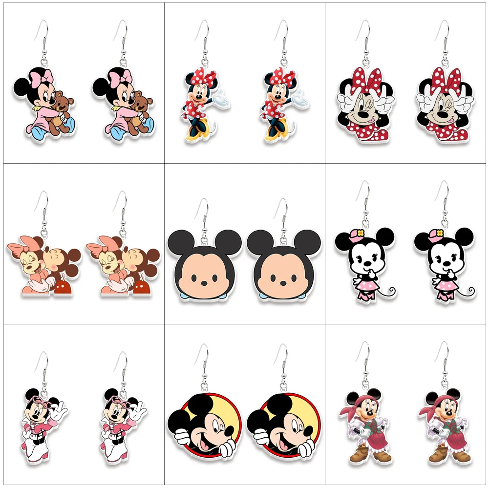 W Disney Mickey Stud Earring Cute Design Earrings Women Girl Kids Birthday Party Gift Jewelry Accessories Decoration