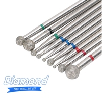 9pcs/set Diamond Small Ball Nail File Set Cuticle Remover Nail Stainless Steel And Edge Smoother For Shaping Manicure Nail Tools