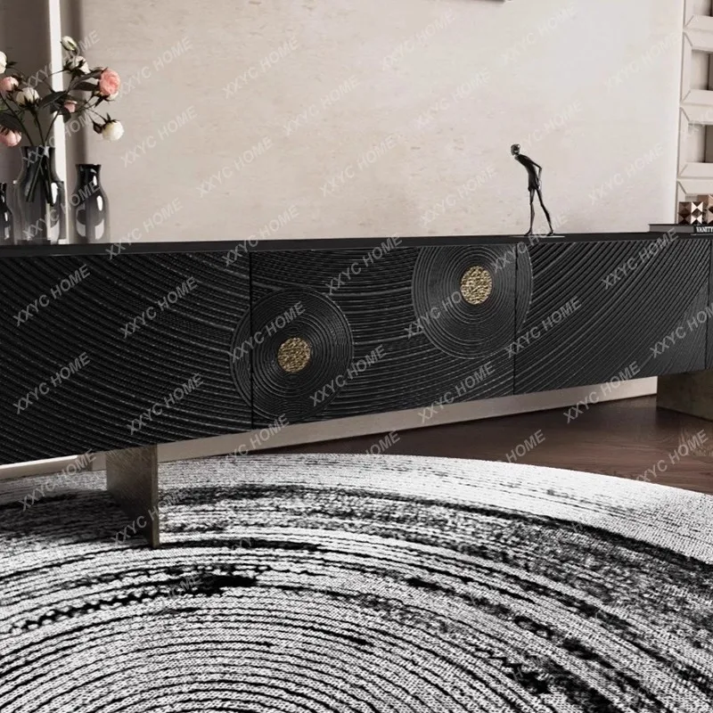 

Тумба под телевизор в стиле ретро, индустриальный стиль, легкая роскошь, минималистичный современный дизайн из массива дерева, с резьбой, тумба для хранения вещей