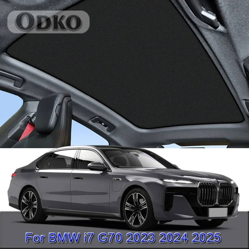 Car Electrostatic Adsorption Sunroof Sunshade Cover Fit For BMW i7 G70 2023 2024 2025 Heat Insulation Skylight Sticker Accessory