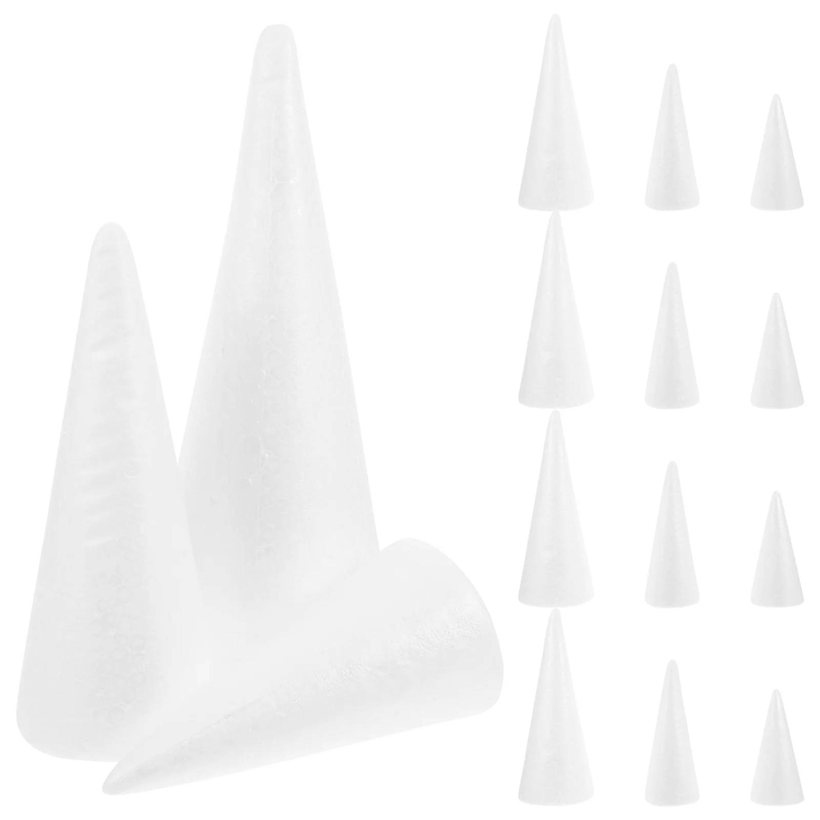 

15 Pcs Conical Foam Christmas Tree Foams Cone 15cm 20cm 25cm Craft Supplies Lightweight Smooth for Kids