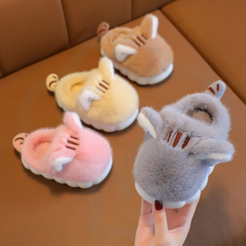 Children Slippers Winter Cotton Slipper for Girl Shoe Cute Cartoon  Warm Thick Soft Sole Plush Baby Boy Shoe Indoor Pantuflas 어그