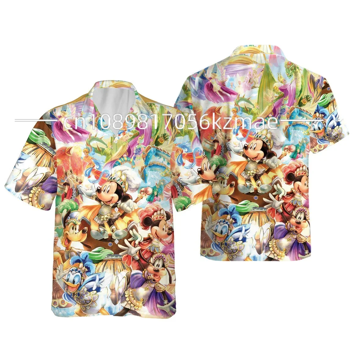 

Disney Magic Kingdom Button Up Hawaii Beach Shirt Men's and Women's Children's Casual and Fashion Short Sleeved Shirts