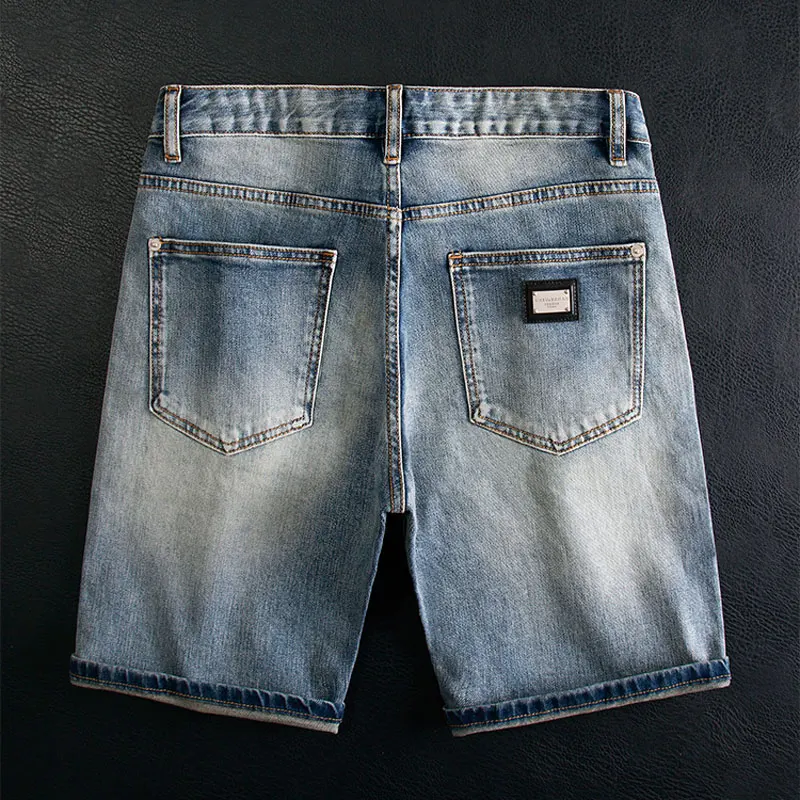 

Summer Designer Fashion Men Jeans High Quality Retro Washed Blue Stretch Ripped Denim Shorts Men Y2K Vintage Casual Shorts Homme