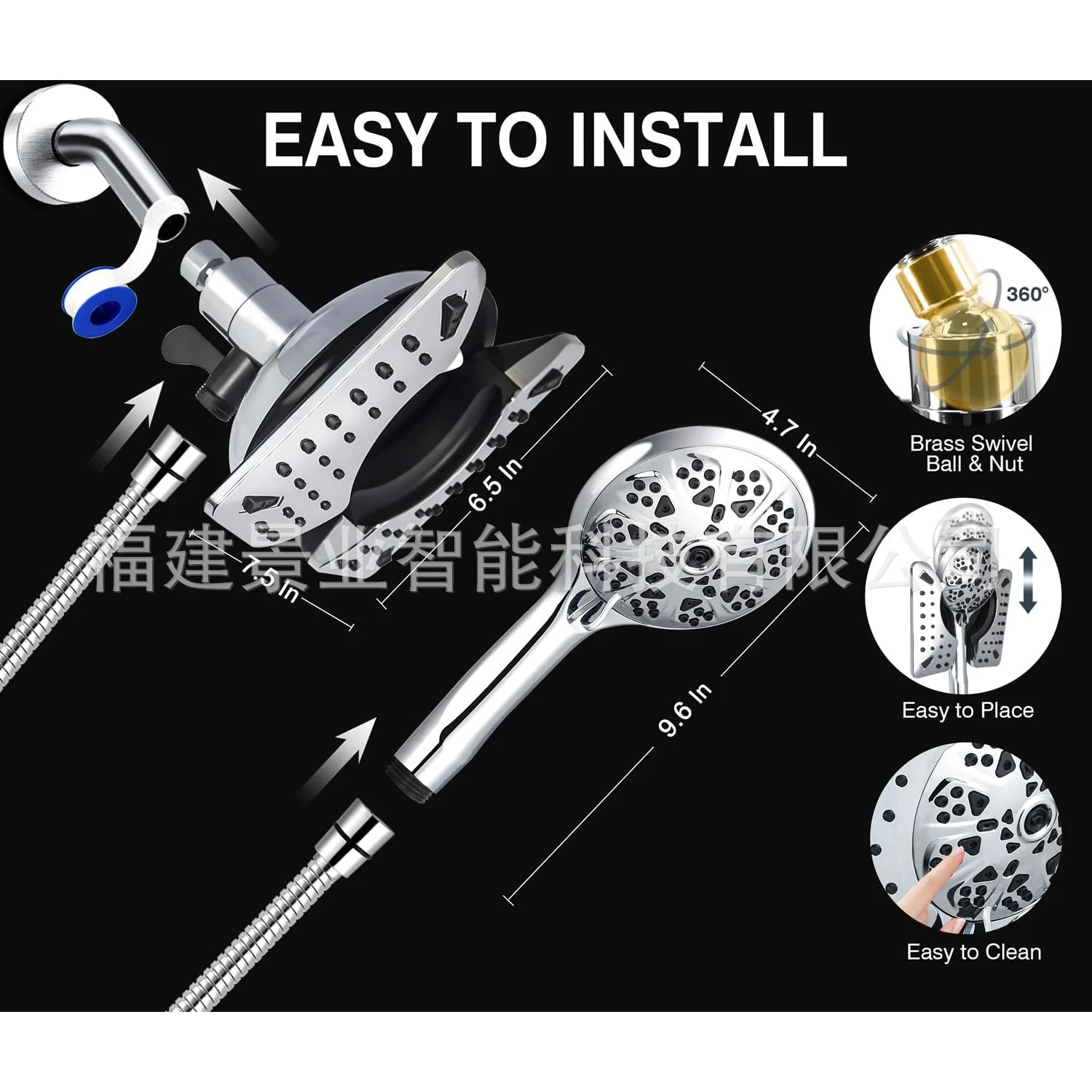 American Concealed High Pressure 10-Function 2-in-1 Shower Set, Rain Head + Handheld, Luxury Bathroom Combo