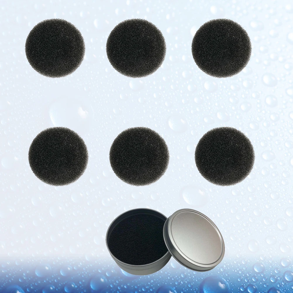 7 pezzi di spugna per pulizia pennelli per trucco, scatola per pulizia a secco, strumento di pulizia da viaggio compatto in cotone di ricambio per la rimozione dell'ombra in polvere