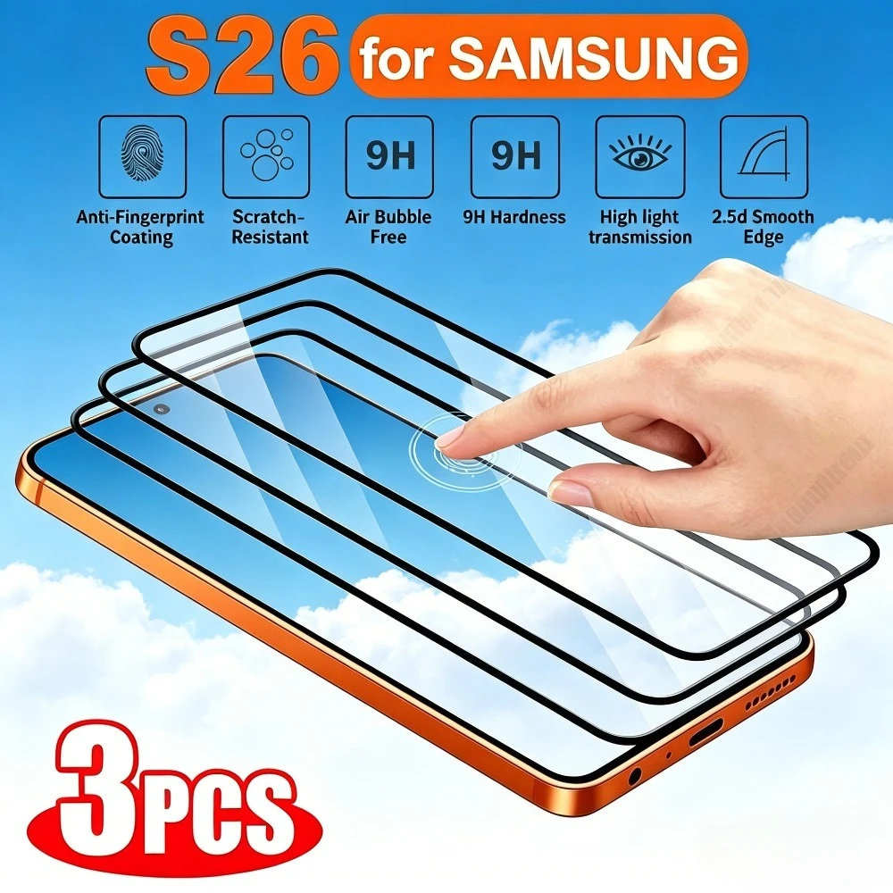 

3Pcs Full Cover HD Screen Protector for Samsung Galaxy S26 S25 S24 Ultra S23 S22 S21 Plus S24 S25 FE 9H Hardness Tempered Glass