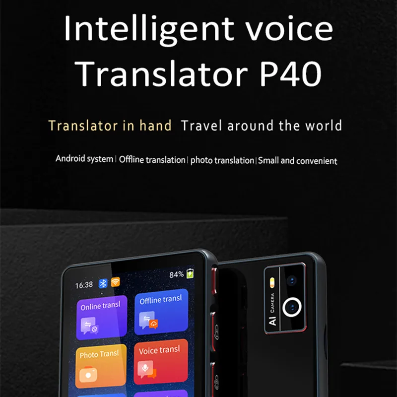 P40 مترجم صوتي ذكي محمول 135 لغة في الوقت الحقيقي 14 ترجمة غير متصلة عبر الإنترنت كلام متعدد اللغات سفر الأعمال