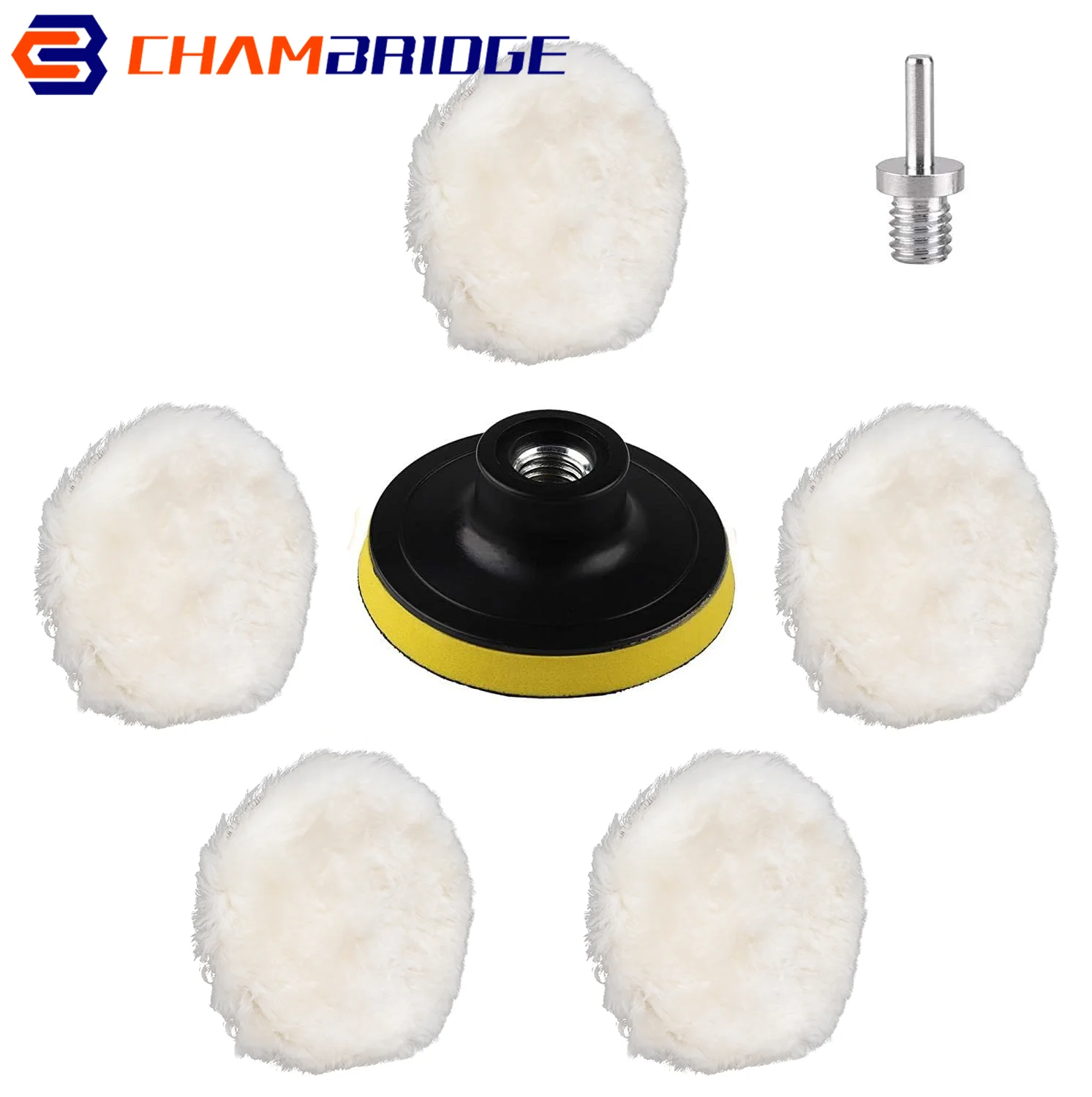 7Pcs Car Polishing Waxing Buffing Wheel Pad Car Polisher Kit 5In M14 Connector And Loop Backing Buffing Pad For Car Paint Care