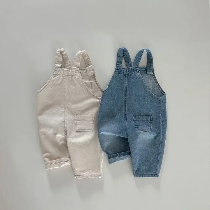 Autumn Girl Baby Denim Overalls Boy Children Solid Casual Sleeveless Suspenders Jumpsuit Infant Cotton Trouser Kid Simple Pants