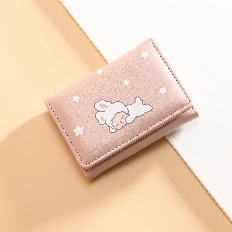 Simple Short Wallet New Korean Version Women's Wallets Cartoon Pattern Mini Purses Student Multi Card Handheld Bag Zero Wallet