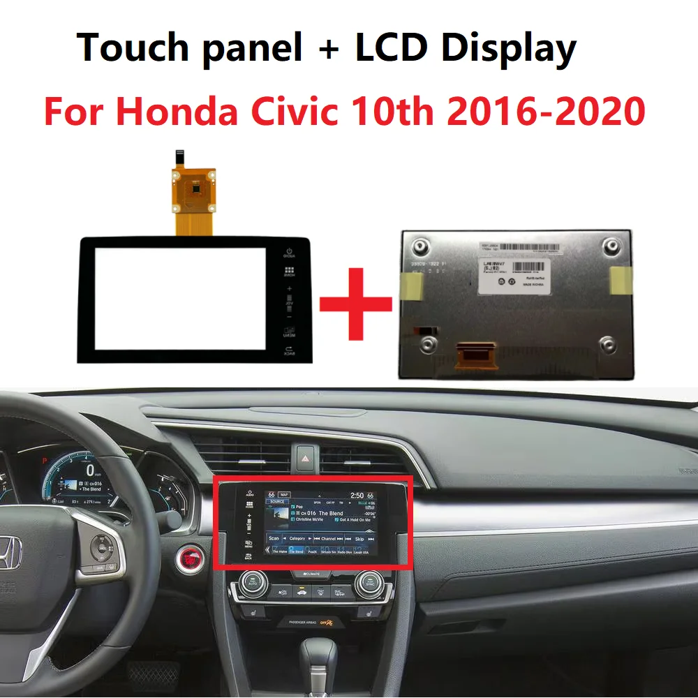 7 inch LCD Display With Touch panel For Honda Civic 10th 2016-2020 Navigation Screen Repair part