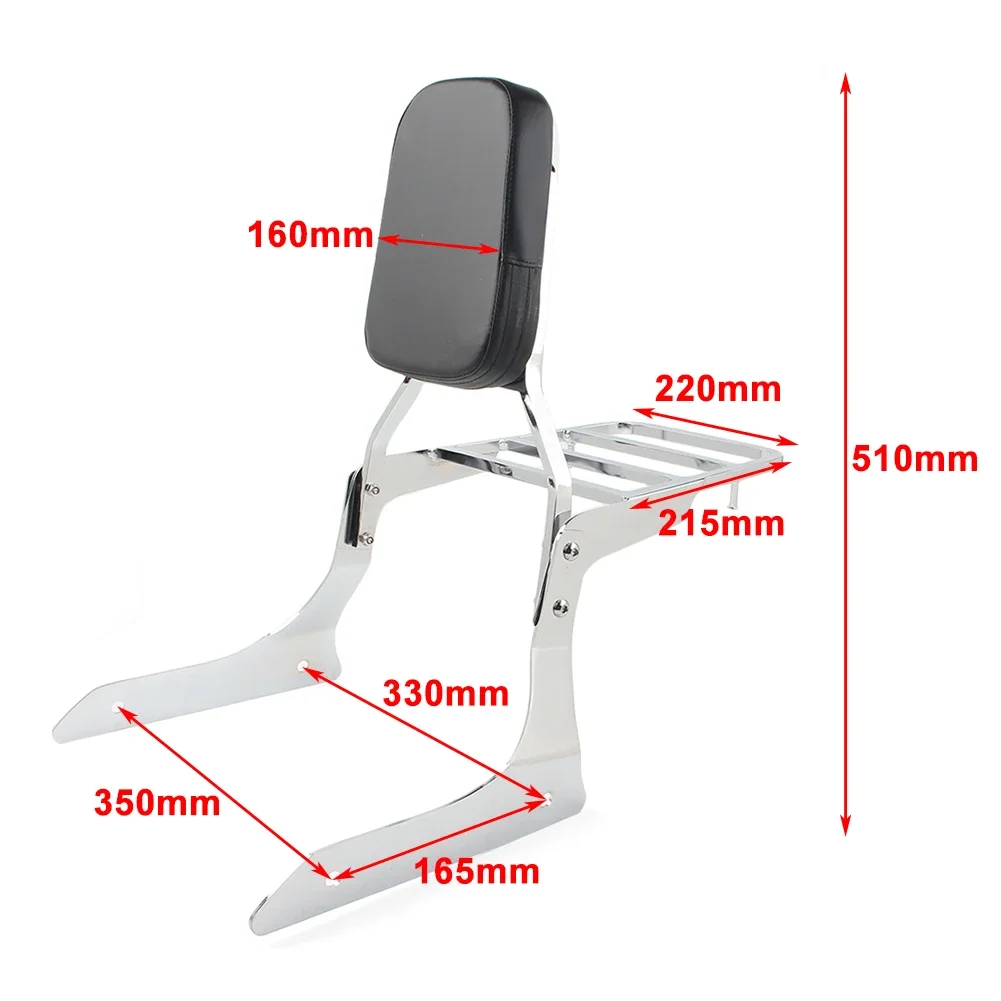 Chrome Sissy Bar Luggage Rack For Yamaha XVS1300 XVS1300A Stryker 1300 2011-2017 Motorcycle Rear Passenger Backrest