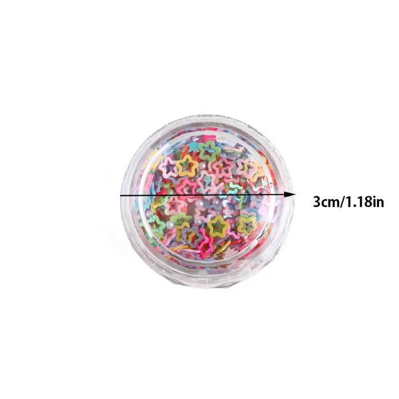 1 caixa de glitter para unhas de dopamina, cores mistas, oco, pentagrama em forma de coração, pérola, arte de unhas, acessórios de decoração de unhas