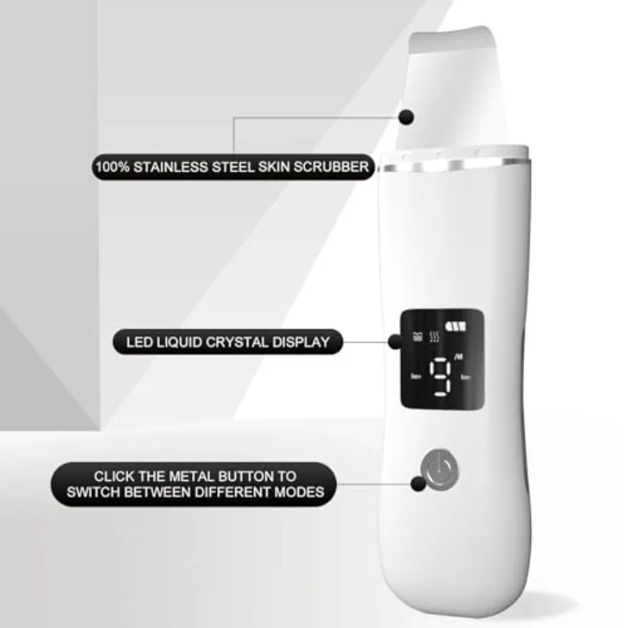 Espátula de pele para purificador facial, removedor preto com 4 modos, extrator de poros, espátula facial, limpeza profunda para cuidados com a pele facial, presente feminino