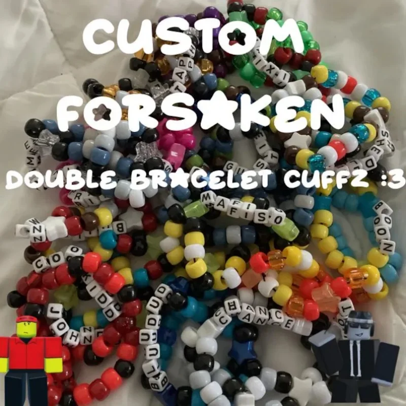 

Handmade Double - Layer Beaded Bracelet Cuffs with Custom Alphabet Charms: Pop - Culture Style, Perfect Gift for Gamers