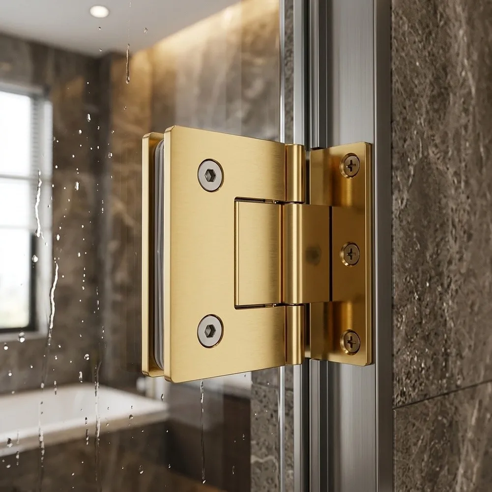 For Frameless For Shower Door Hinge Constructed from 304 Stainless Steel with Gold Tone Finish for Humid Environments