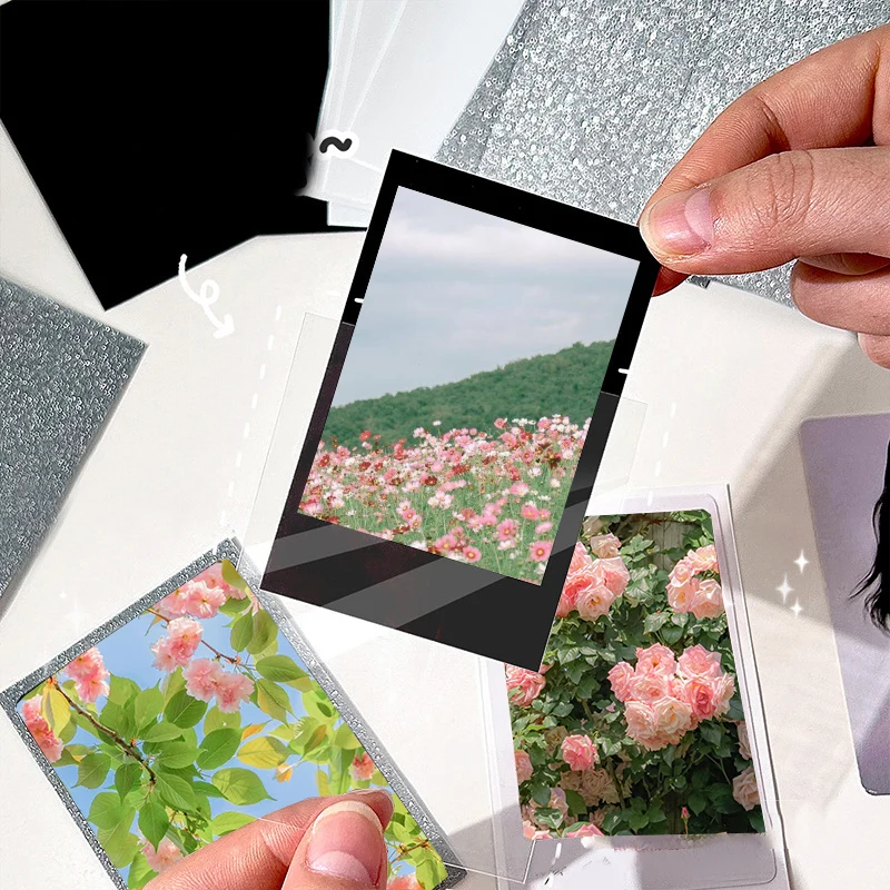 50PCS Idol Cards Protective Bag Flat Mouth Card Film Stationery Card Storage Bag Card Sleeves INS Solid Color PE Korean Version