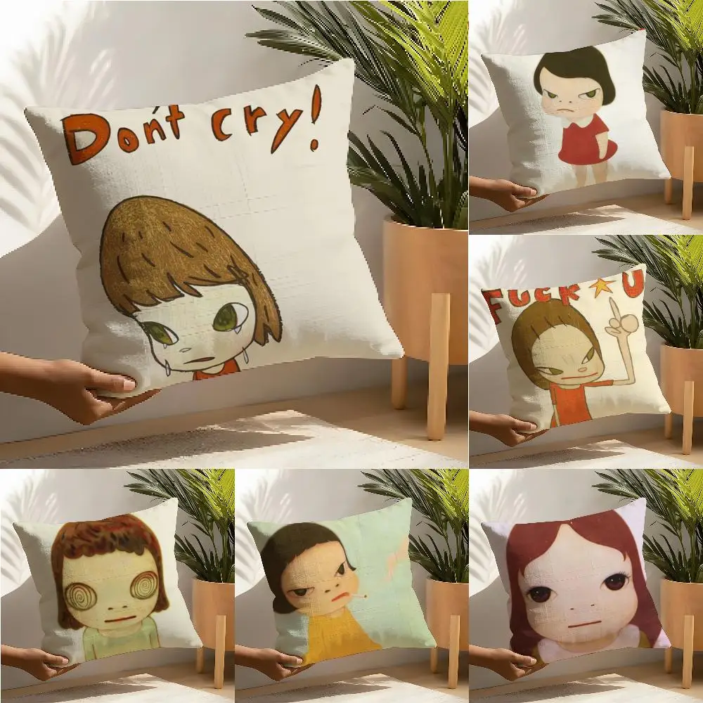 Art Master Y-Yoshitomo N-Nara Pillow Case linen pillow case sofa home decor cushion cover cushion cove