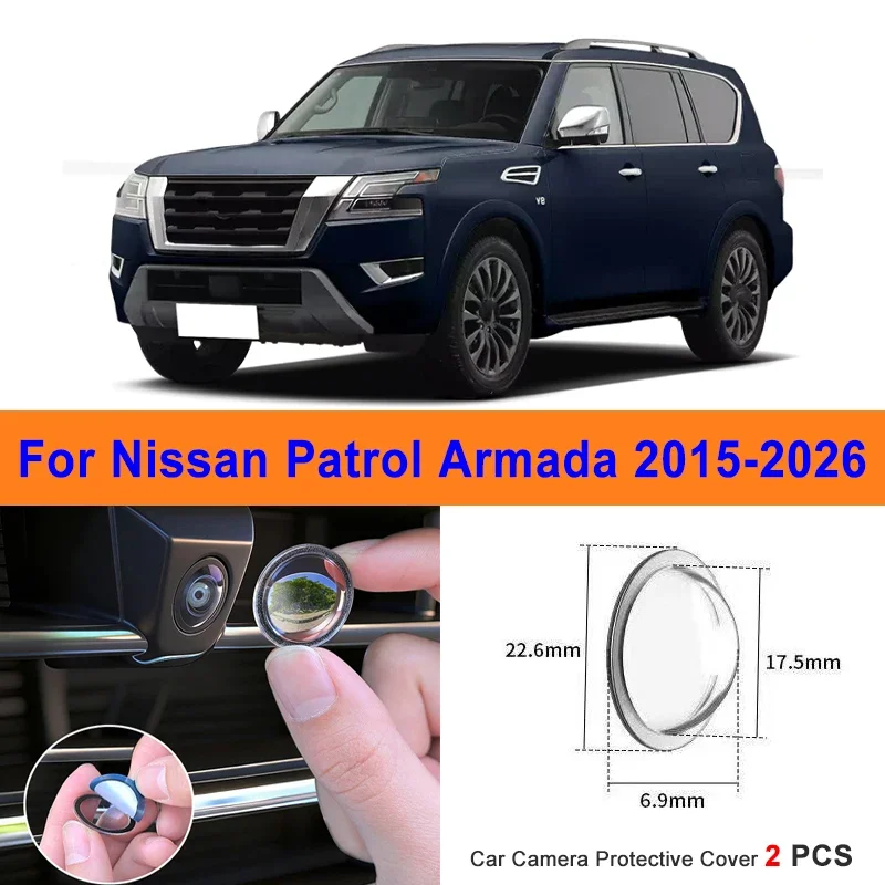 

360 Reverse Image Car Camera Cover Anti-Scratch PC Lens Protector Stickers For Nissan Patrol Armada 2015-2026 2Pcs