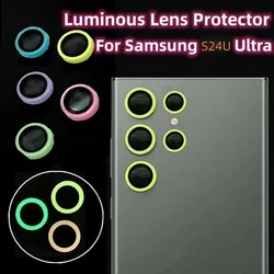 Kit Glossy Luminous Camera Protector For Samsung Galaxy S25 Ultra S24Ultra Ceramic Lens Rings Tempered Glass Film Cap Cover