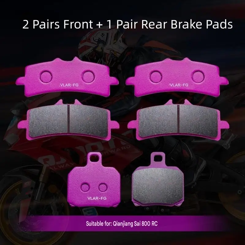 For QJMOTOR SRK800 RS/SRK800 RC DTEC Ceramic Brake Pads High Temp Resist Groove Heat Dissipation Silent Wearproof Brake Parts
