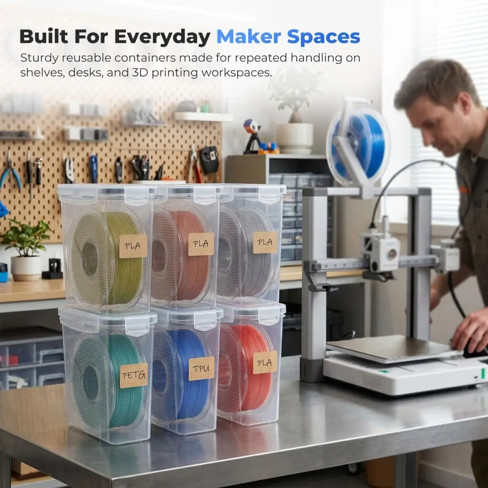 Airtight 3D Printing Filament Container Transparent Dustproof 3D Printing Filament Storage Box Moisture Proof Portable