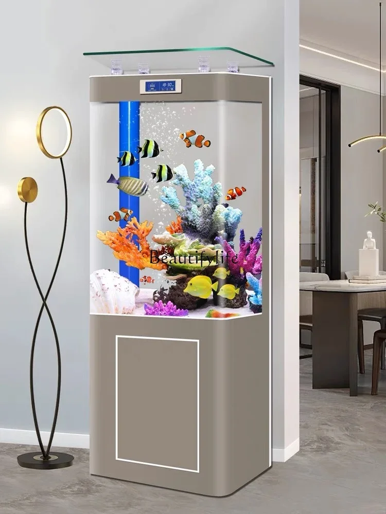 New Fish Tank Living Room Vertical Bottom Filter Square VAT Integrated Ecological Change Water Aquarium