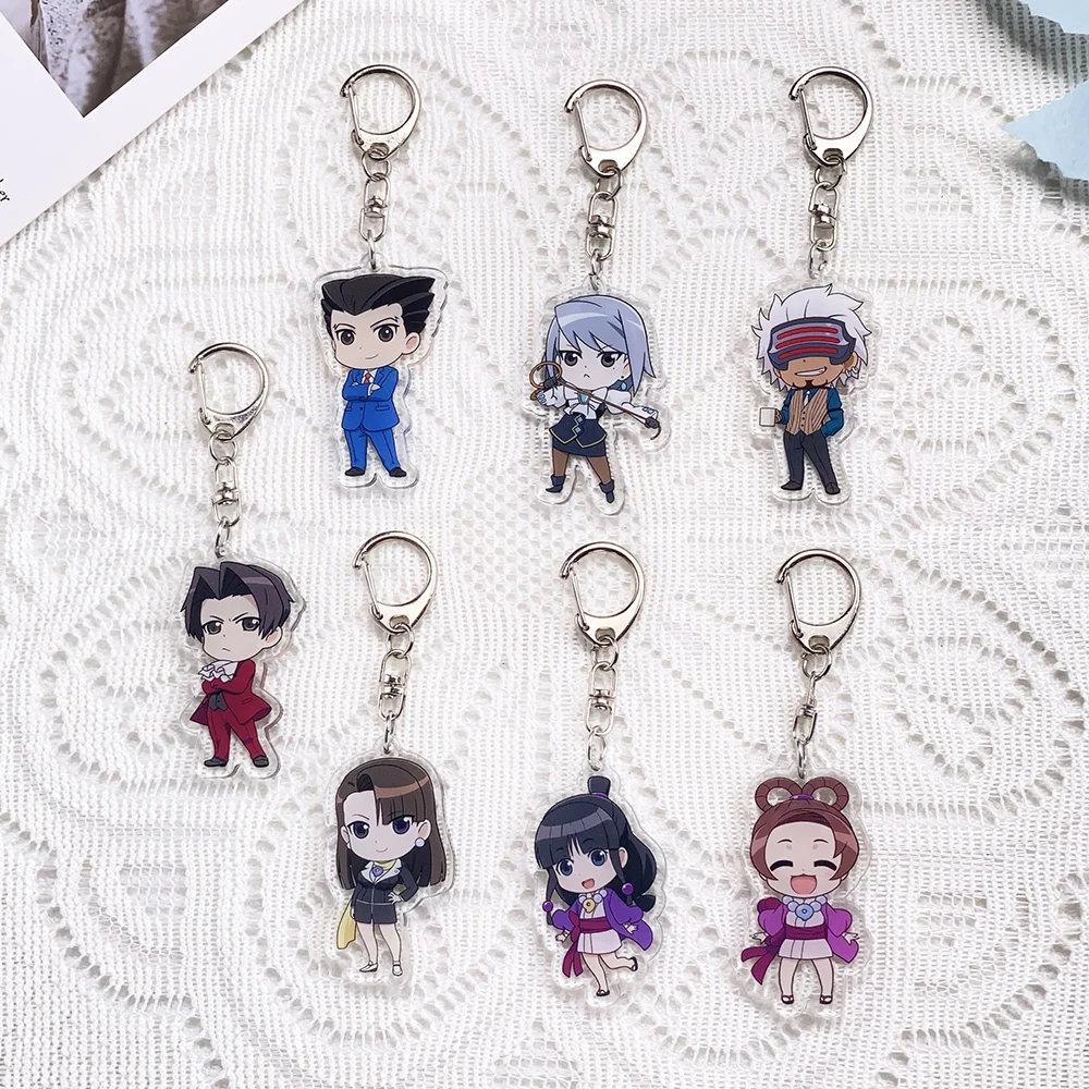 1/7PCS Anime Characters Ace Attorney Acrylic Car Keychain Accessories Funny Keyrings Friends Gifts Bag Charms Backpack Pendant