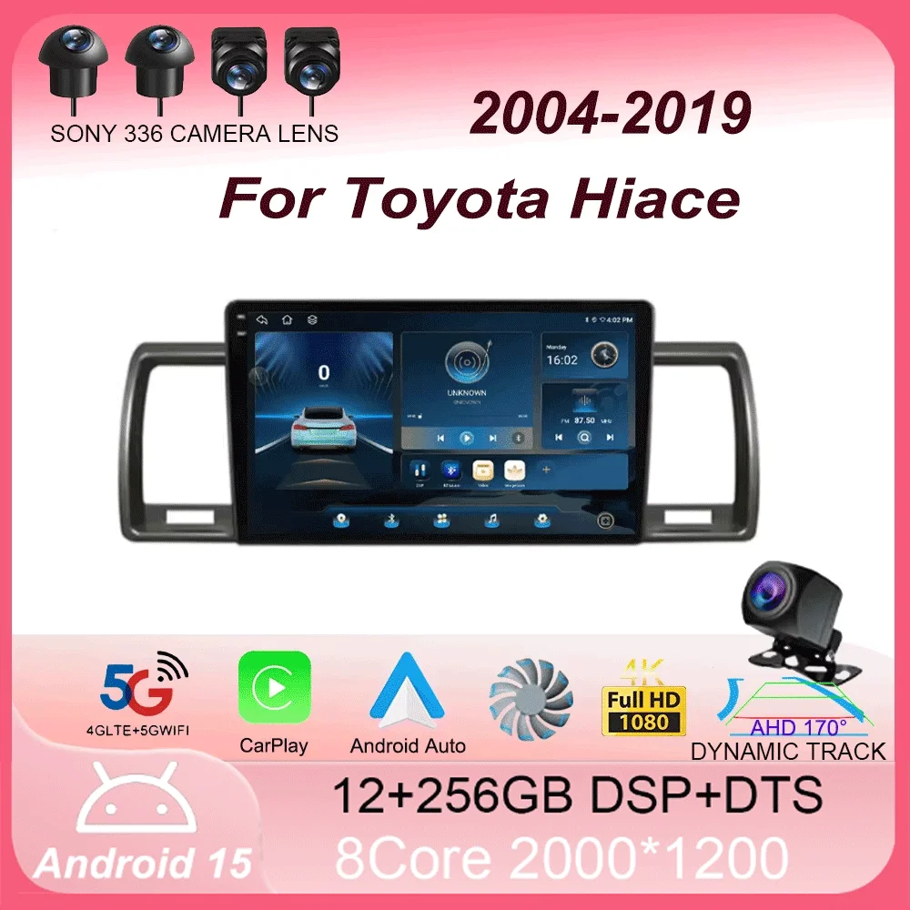 

Android 15 Carplay Auto For Toyota Hiace 2004-2019 Car Radio Multimedia Video Player Head Unit GPS Navigation Stereo 2din 2 DIN
