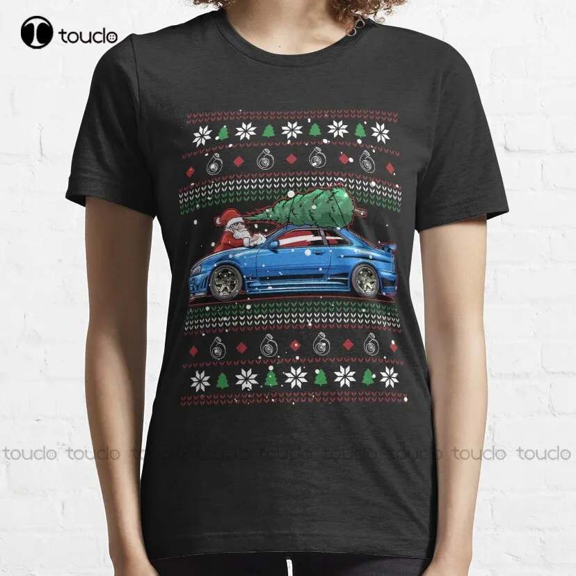 Christmas Ugly  Skyline R34! Best Car Guy Gift! Classic T-Shirt Tee Shirts Custom Aldult Teen Unisex Xs-5Xl Cotton Shirts