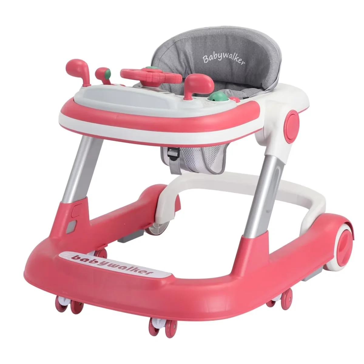 2-in-1 Babywalker, loopwagen voor peuters met afneembaar dienblad en muziekblad (zonder batterij), activiteitenloopwagen