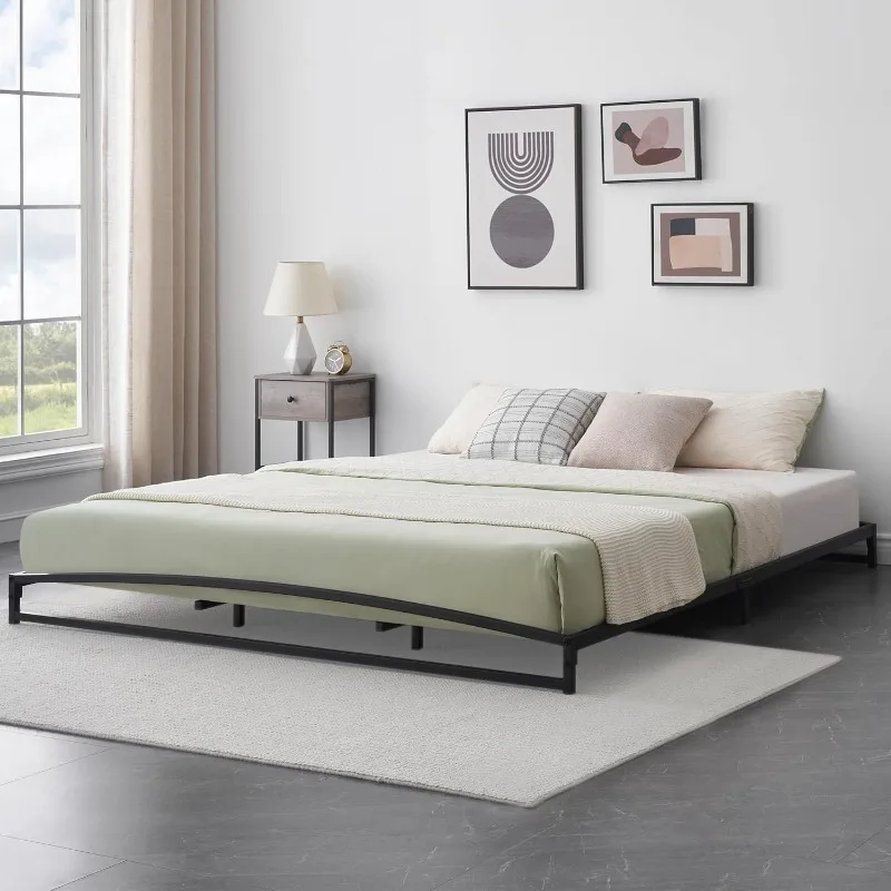 Bed Frame Low Profile, 6 Inches Metal Platform Bed Frame, Mattress Foundation, No Box Spring Needed