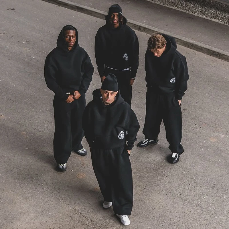 

New Trendy High Street Retro Casual Streetwear Men's Sports Suit Y2K Harajuku Embroidered Hoodie Hip-hop Loose Casual Sweatpants