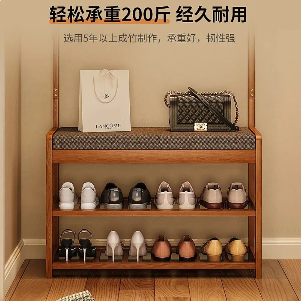 Foldable Storage Bench with Soft Cushion, Entryway Shoe Bench for Sitting and Organizing