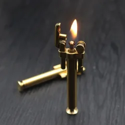New Pure Copper Windproof Grinding Wheel Lighter Creative Torch Shape Ultra-thin Retro Collection Lighters For Men Gift