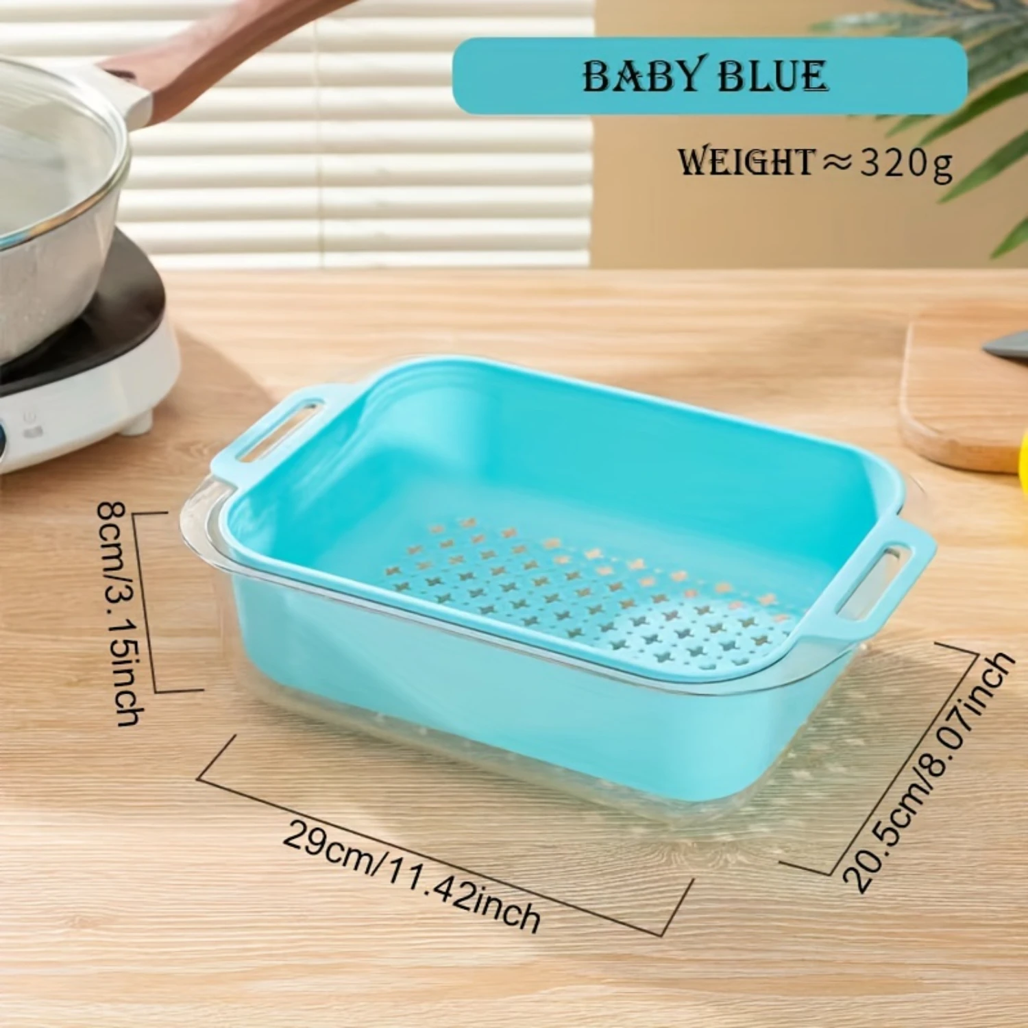 Kitchen Colander & Washing Basin - Multifunctional Double-Layer Drain Basket For Fruits And Vegetables, Durable Plastic