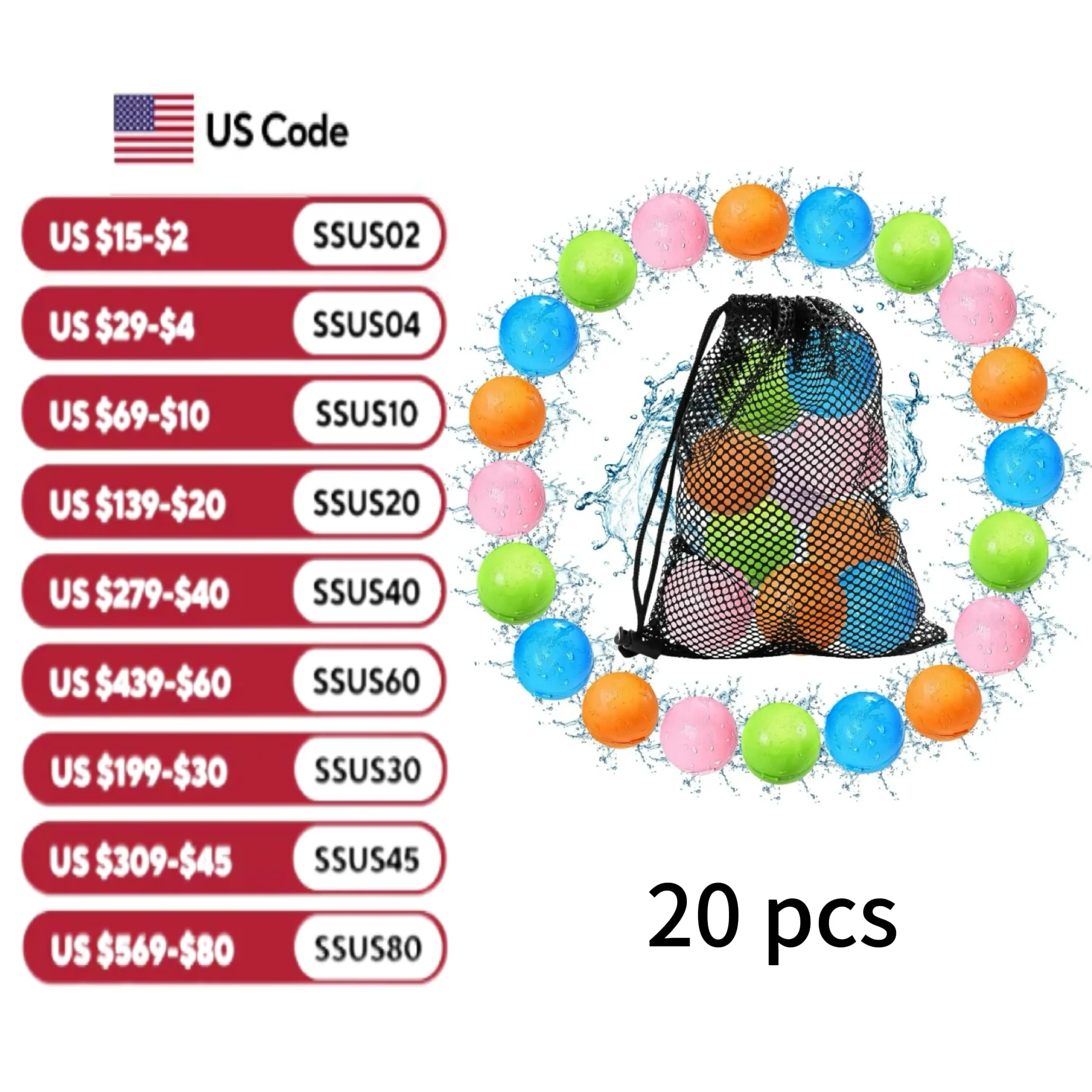 

20 PCS Reusable Water Balloons – Refillable Magnetic Splash Bombs for Family Outdoor Fun, Pool, Beach, Backyard Water Fights