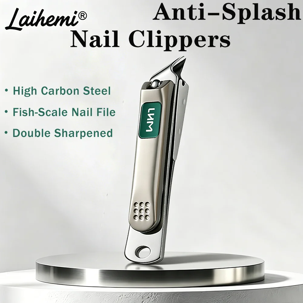 Premium Oblique Nail Clippers with Splash-Resistant Design, High-Hardness Carbon Steel, Automatic Nail Clipping Collection, Feat
