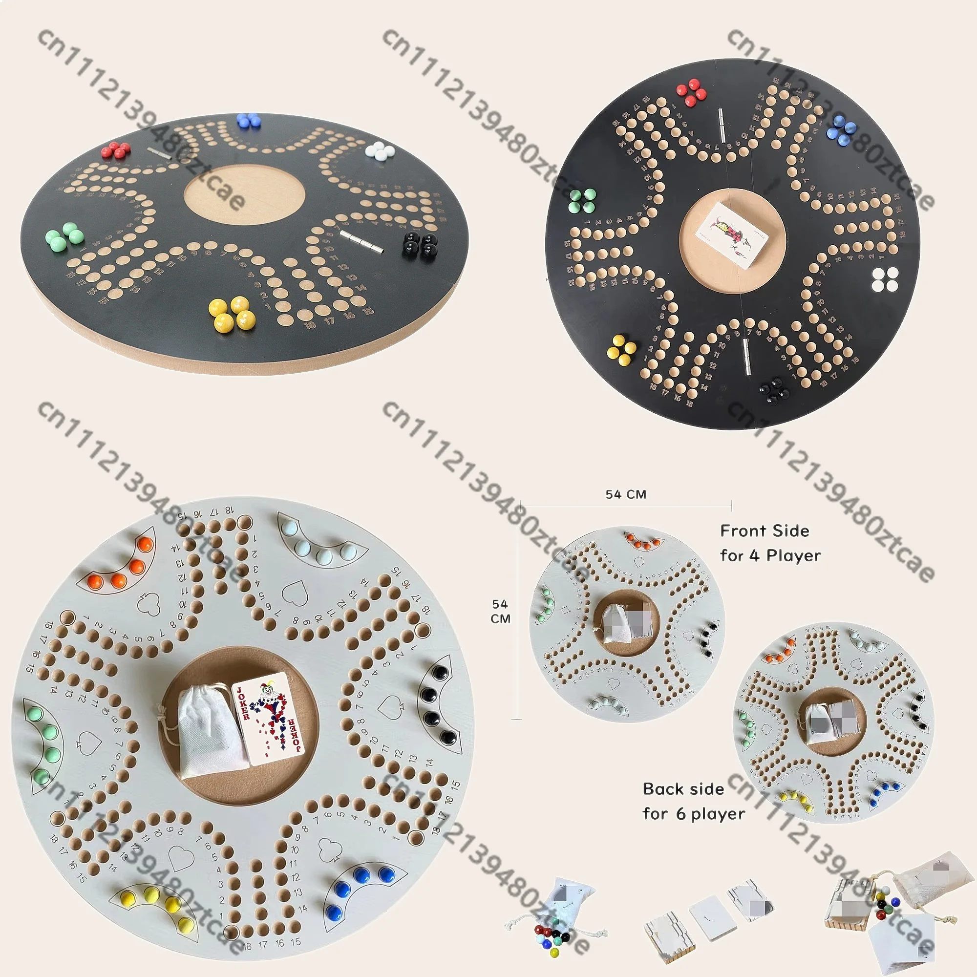 6 Player Wooden Marble Board Game Foldable Table Game for Gatherings
