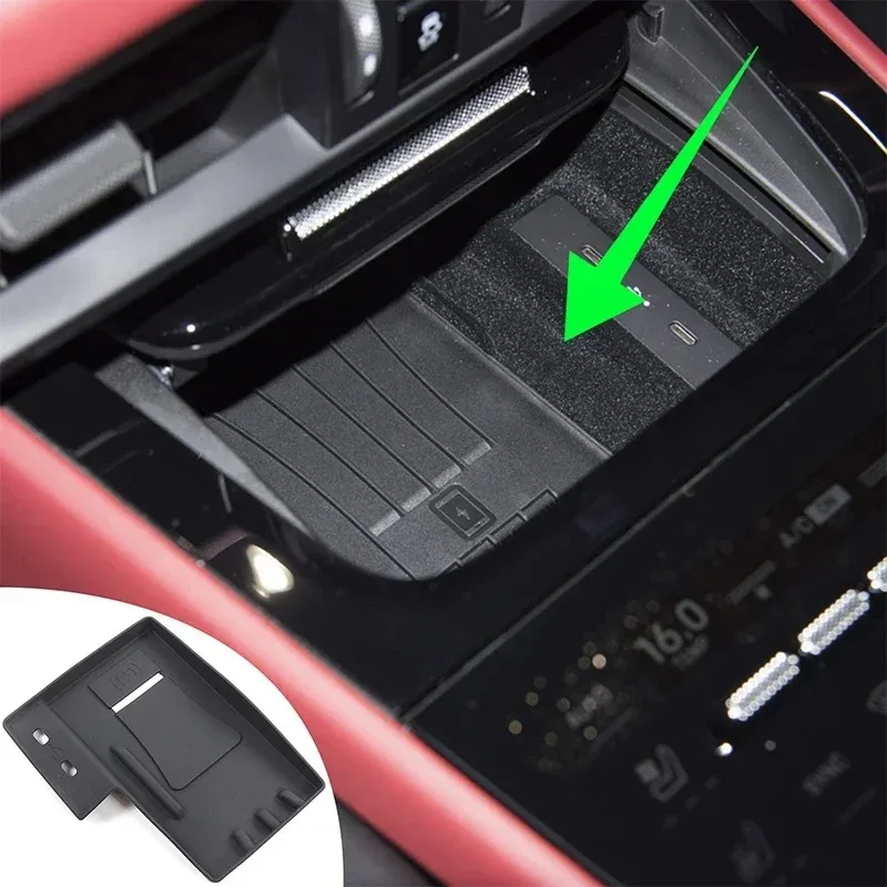 Car Central Control Wireless Charging Protective Pad Cover Trim For Porsche Cayenne 2024-2026 Silicone Interior Car Accessories