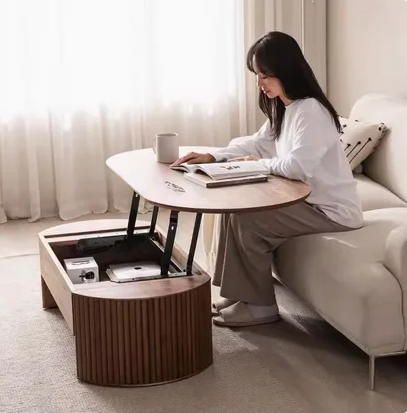 Folding coffee table in 100cm wood color