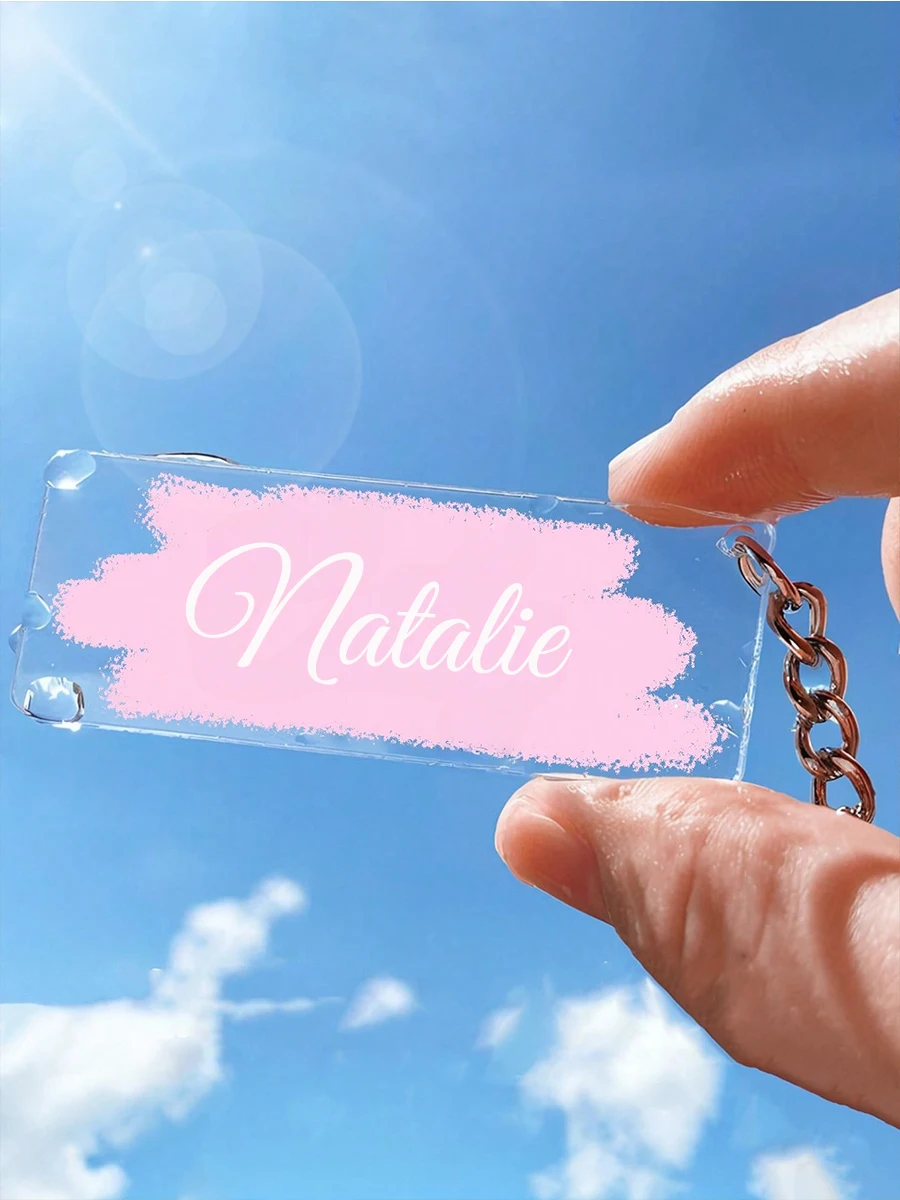 Custom Name Acrylic Keychain Personalized Text Rectangle Key Ring Bridesmaid Gift Customized Letter Key Holder Women Bag Pendant