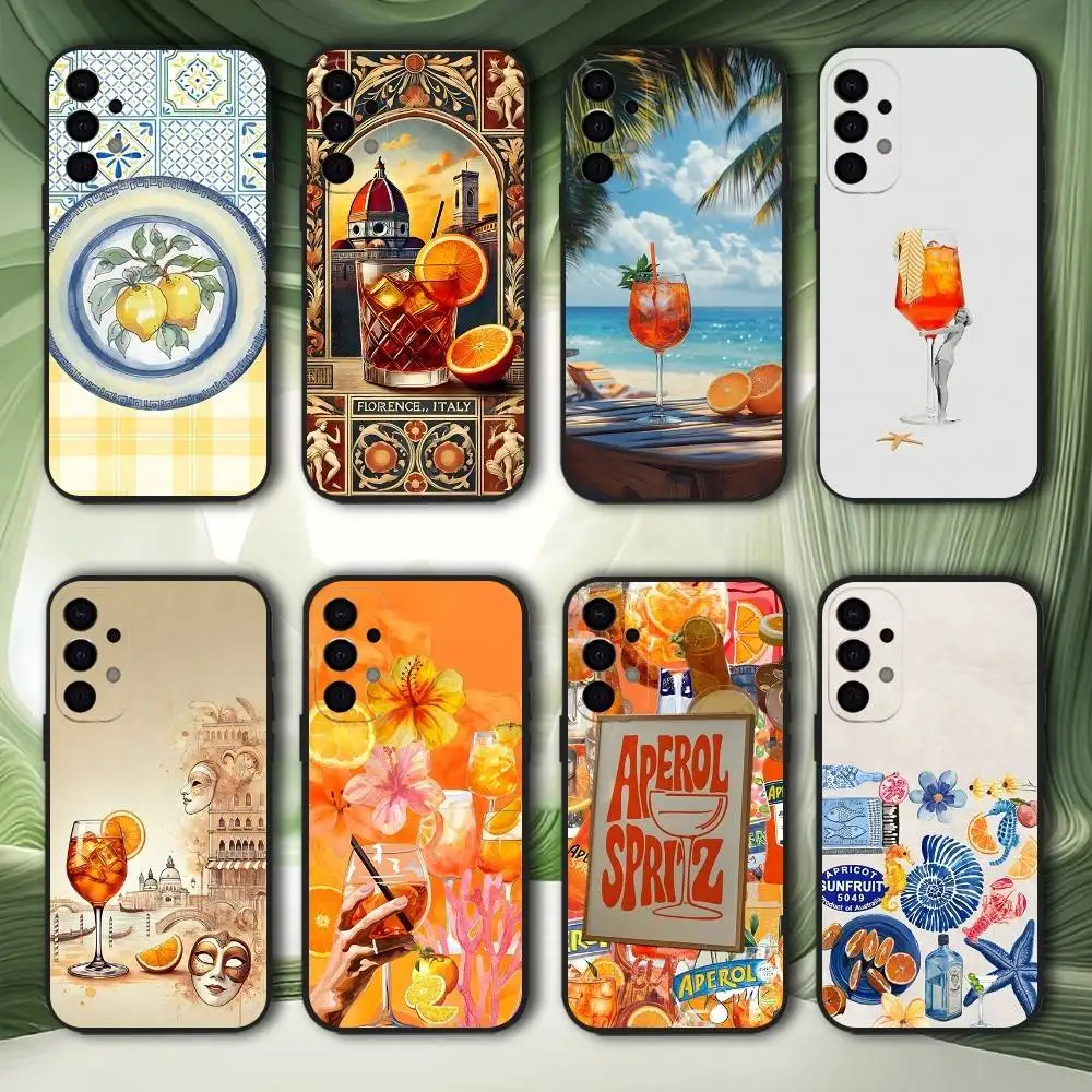 Aperol Spritz Art Phone Case For Samsung S25,S24,S21,S22,S23,S30,Ultra,S20,Plus,Fe,Lite,5G Black Cover