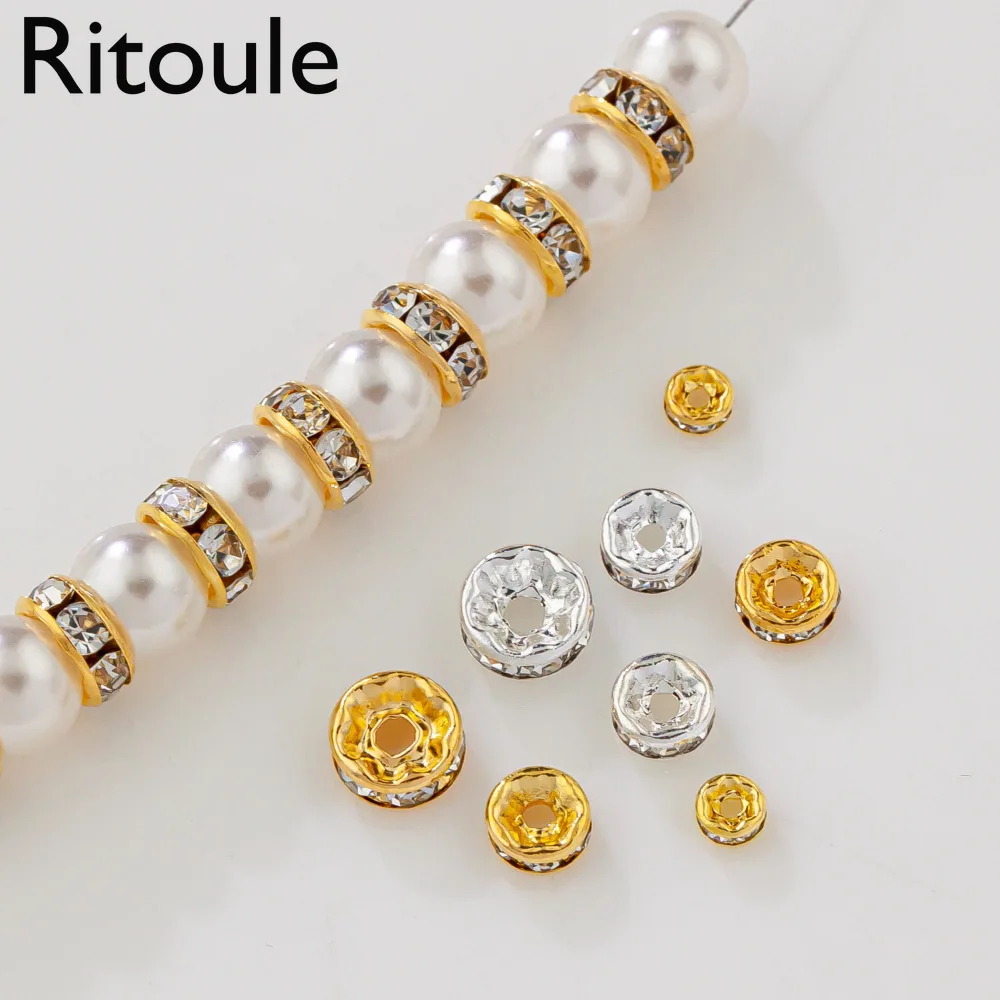 20pcs18K drill ring copper plated micro-inlaid zircon wheel spacer bead spacer DIY jewelry accessories