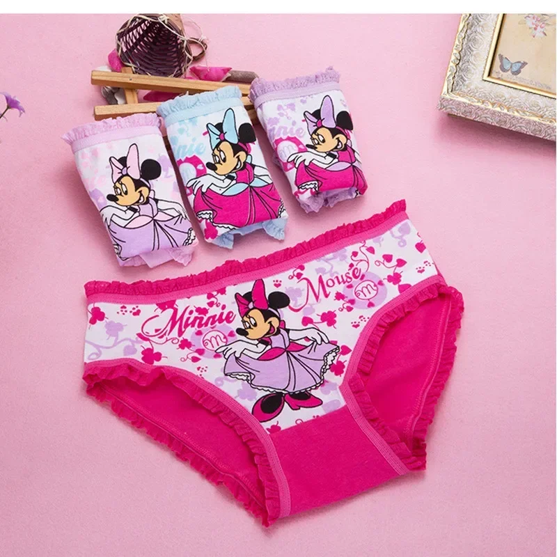 3pcs Disney Mickey Mouse Girls Underwear Cartoon Cute Cat Pattern Underpants Cotton Soft Child Boxer Briefs Baby Panties Gift