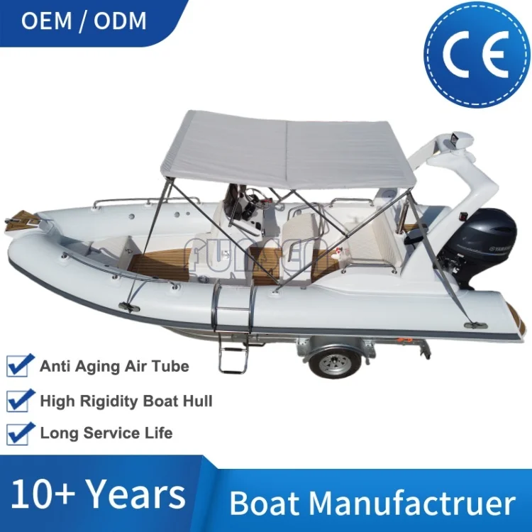 Hot Sale 5.8m Rigid Glass Bottom Center Console Fishing Speed Racing Hypalon Inflatable Rubber Rib Luxury Yacht Boat with Motor