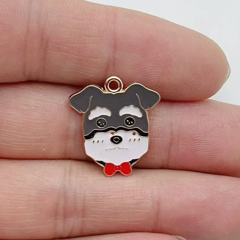 12pcs cartoon pet spotted dog alloy oil drop pendant, DIY jewelry making earrings, keychain accessories view 3