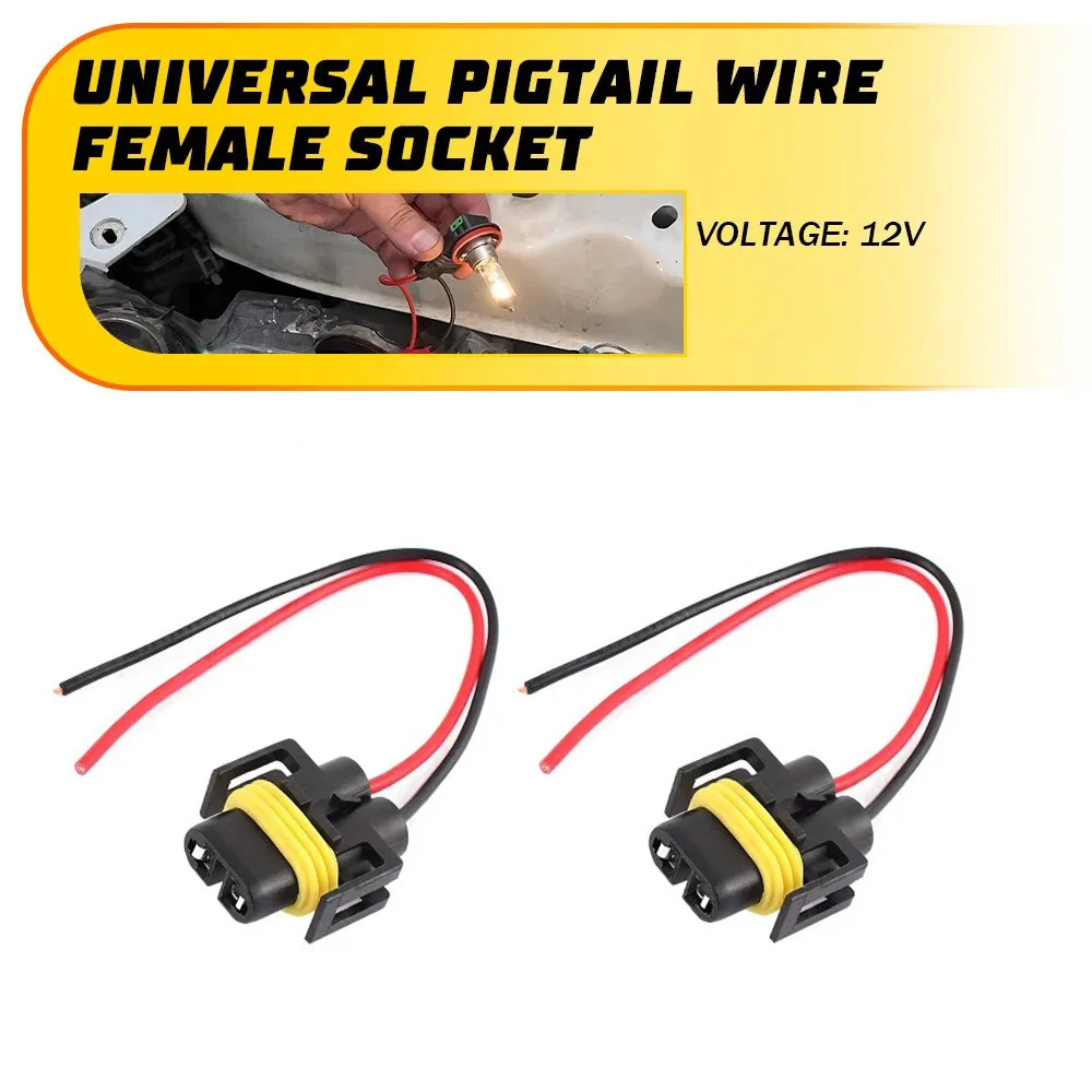 

2PCS For Head Light Foglight High/Low Beam Bulb Plug Adapter Wire Pigtail Female S H8 H9 H11 Harness